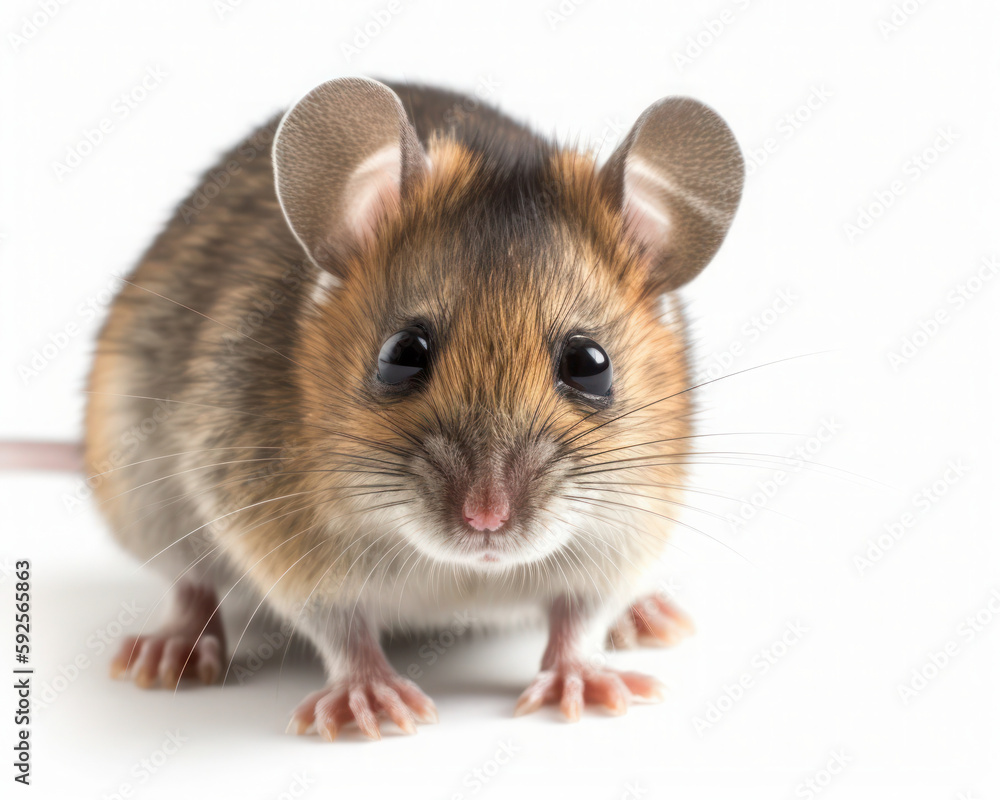 photo of Asian tree mouse isolated on white background. Generative AI