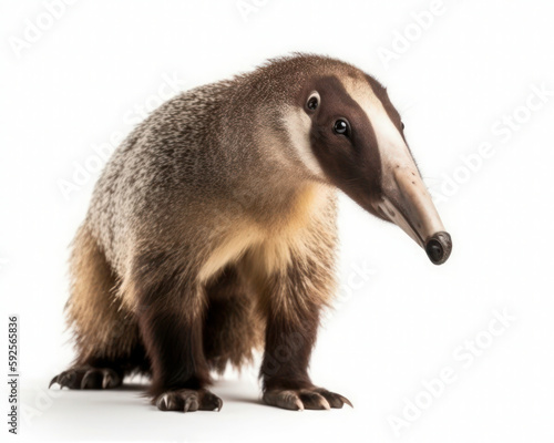 photo of anteater isolated on white background. Generative AI photo