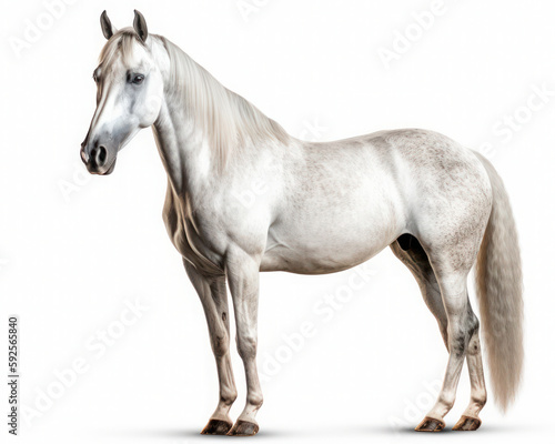 photo of Arabian horse isolated on white background. Generative AI