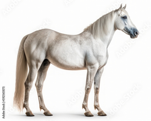 photo of Arabian horse isolated on white background. Generative AI © Bartek