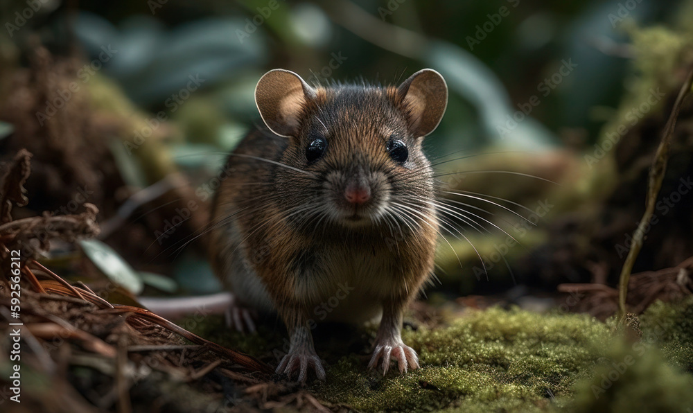 photo of Asian tree mouse in forest. Generative AI photo of Asian tree mouse in forest. Generative AI