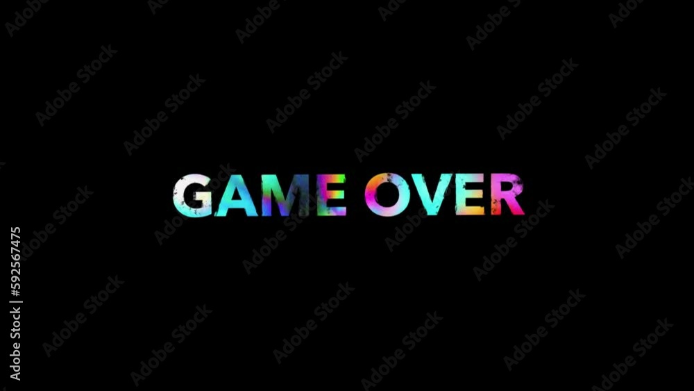 Game Over text motion animation with abstract rainbow color effect. 4k video footage Game Over text motion animation with abstract rainbow color effect. 4k video footage