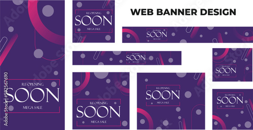 set of modern fashion web banners in standard size with a place for photos. Fashion ad banner cover header background for website design, Social media cover ads banner template.
