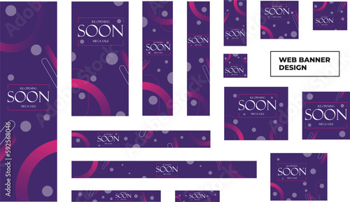 set of modern fashion web banners in standard size with a place for photos. Fashion ad banner cover header background for website design, Social media cover ads banner template.