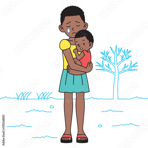 貧困に苦しむ女の子　赤ちゃん