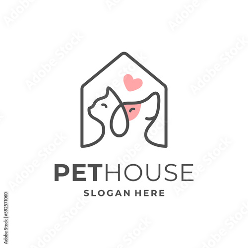 Dog and cat logo design. animal pet care concept