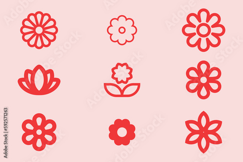 Organic floral graphic design vector icon bundle set