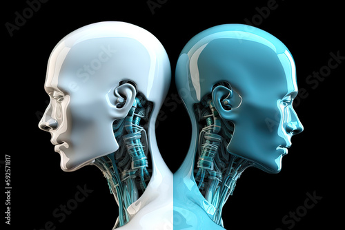 3d rendering artificial intelligence robot cyborg. Created with Generative AI Technology