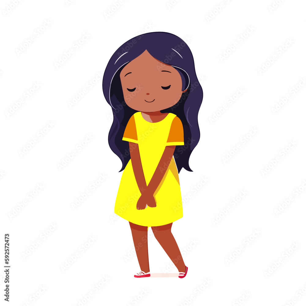 Curvy young woman vector illustration. Plump african american girl cartoon character wearing white evening dress. Body positive, plus size model appearance. Female isolated on white background