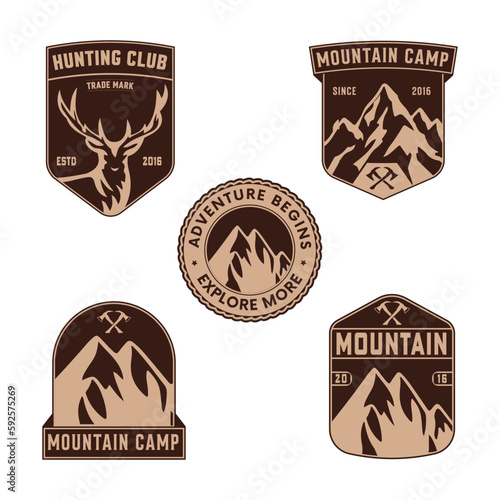set of vintage labels Mountain Adventure