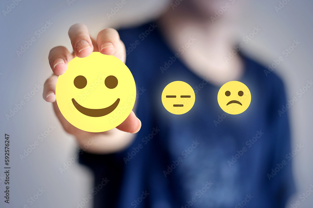 Happy customer gives positive feedback Happy customer gives positive feedback