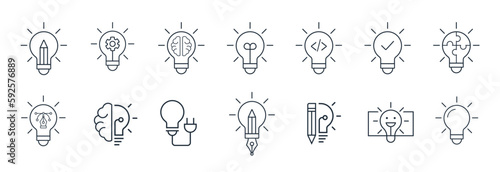 Light Bulb Idea icon set, vector lightbulb creativity concept