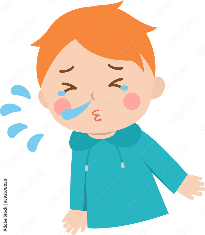 Sneezing boy, cold or allergy symptoms Sneezing boy, cold or allergy symptoms