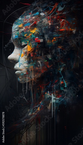 synergies of human mind abstract portrait