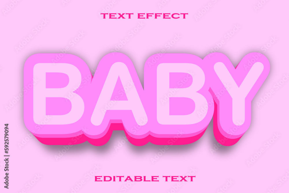 editable 3d baby text effect