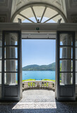 Doorway to balcony at Villa Carlotta, Como Lake, Italy