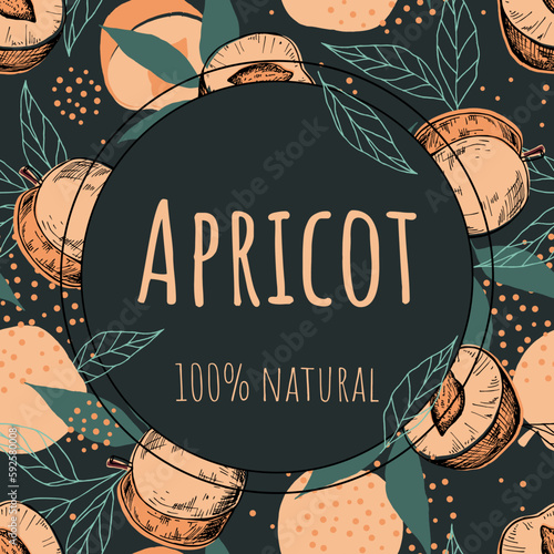 Apricot. Logo template. Juice or jam branding logotype.