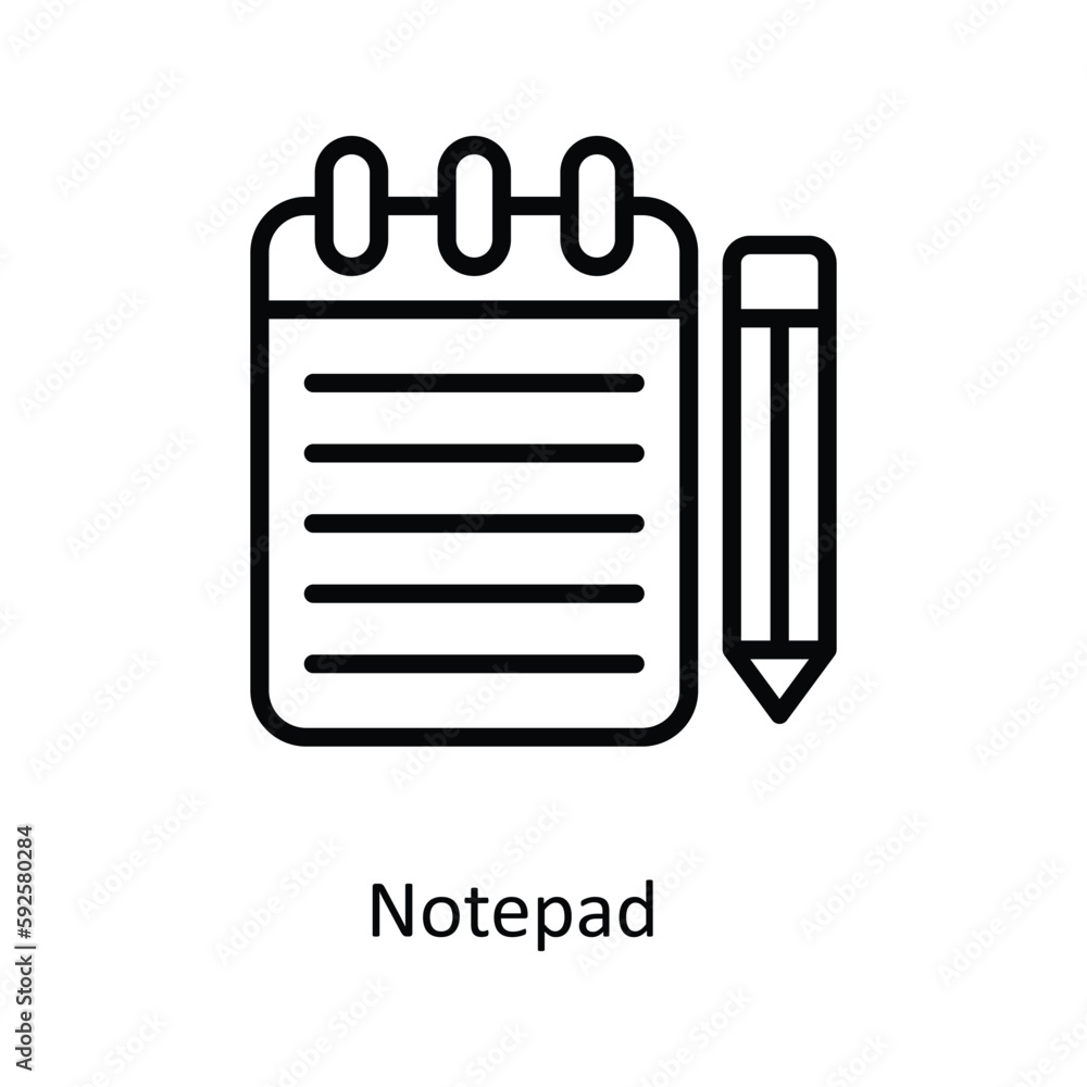 Notepad Vector outline Icons. Simple stock illustration stock Notepad Vector outline Icons. Simple stock illustration stock