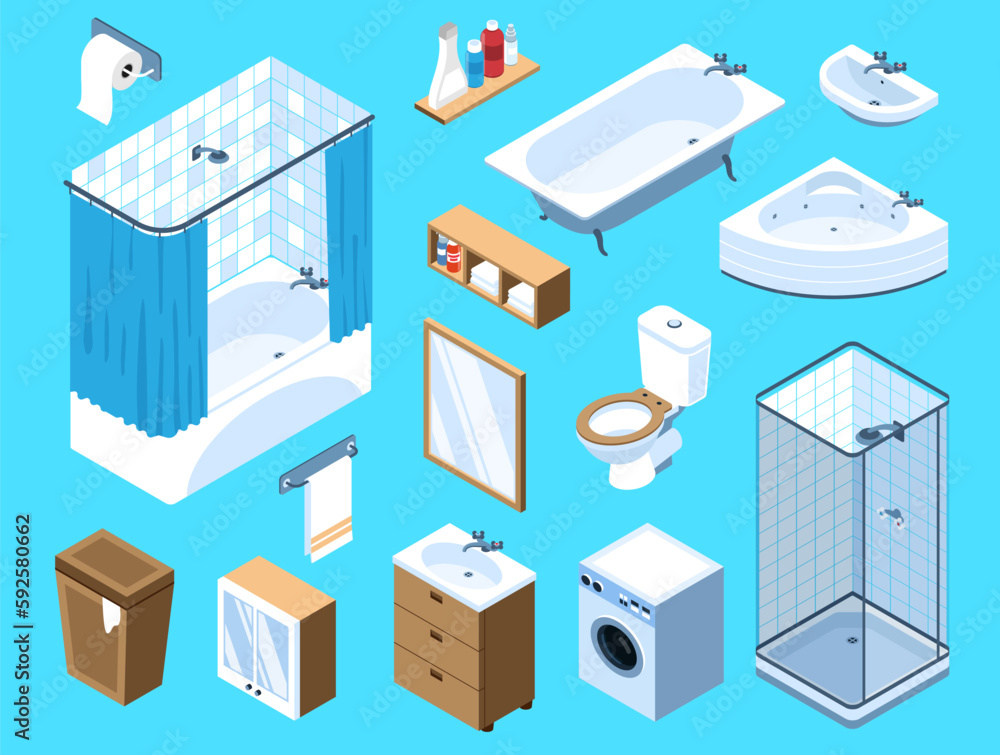 Bathroom Interior Isometric Set Bathroom Interior Isometric Set