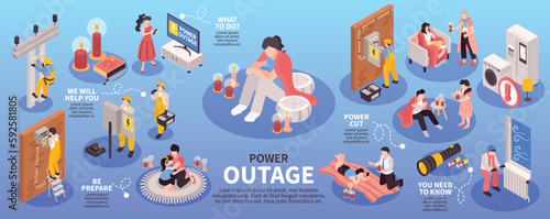 Power Outage Isometric Infographics