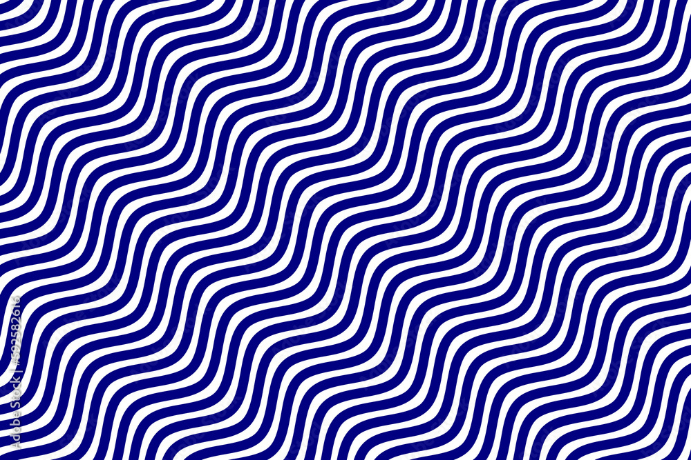 Navy blue and white water wave stripes repeating pattern background vector. Abstract wavy lines fabric pattern. Diagonal optical illusion curve strips. Wall and floor ceramic tiles pattern.