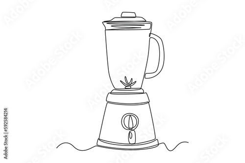 Continuous one line drawing Electric blender. Home appliances concept. Single line draw design vector graphic illustration.