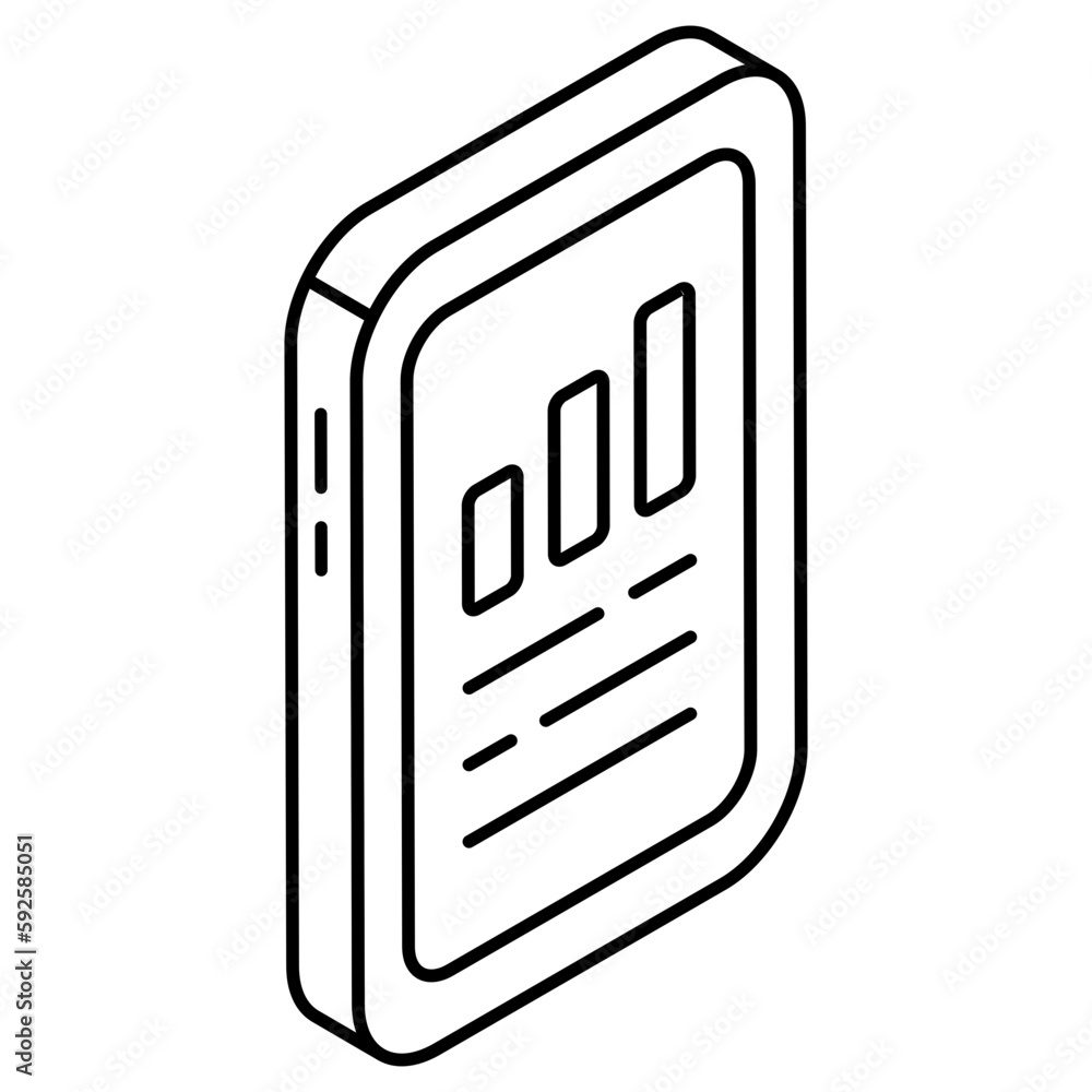 A colored design icon of mobile statistics 