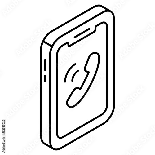 A colored design icon of mobile incoming call
