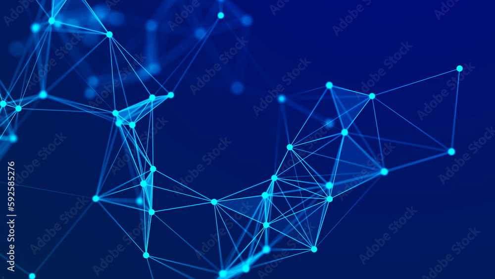 Connecting colored lines and dots in space. Abstract digital background. Data network connections.3d rendering.