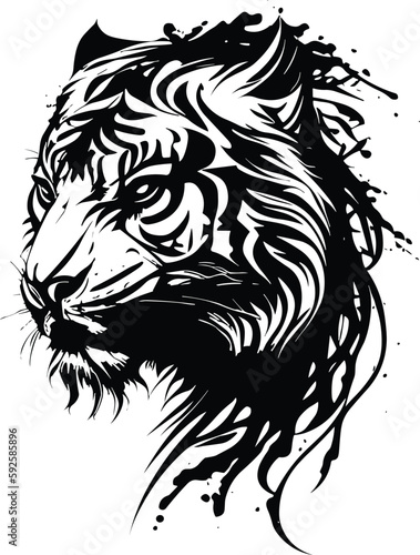 Fototapeta Naklejka Na Ścianę i Meble -  Tiger head minimal logo vector illustration silhouette