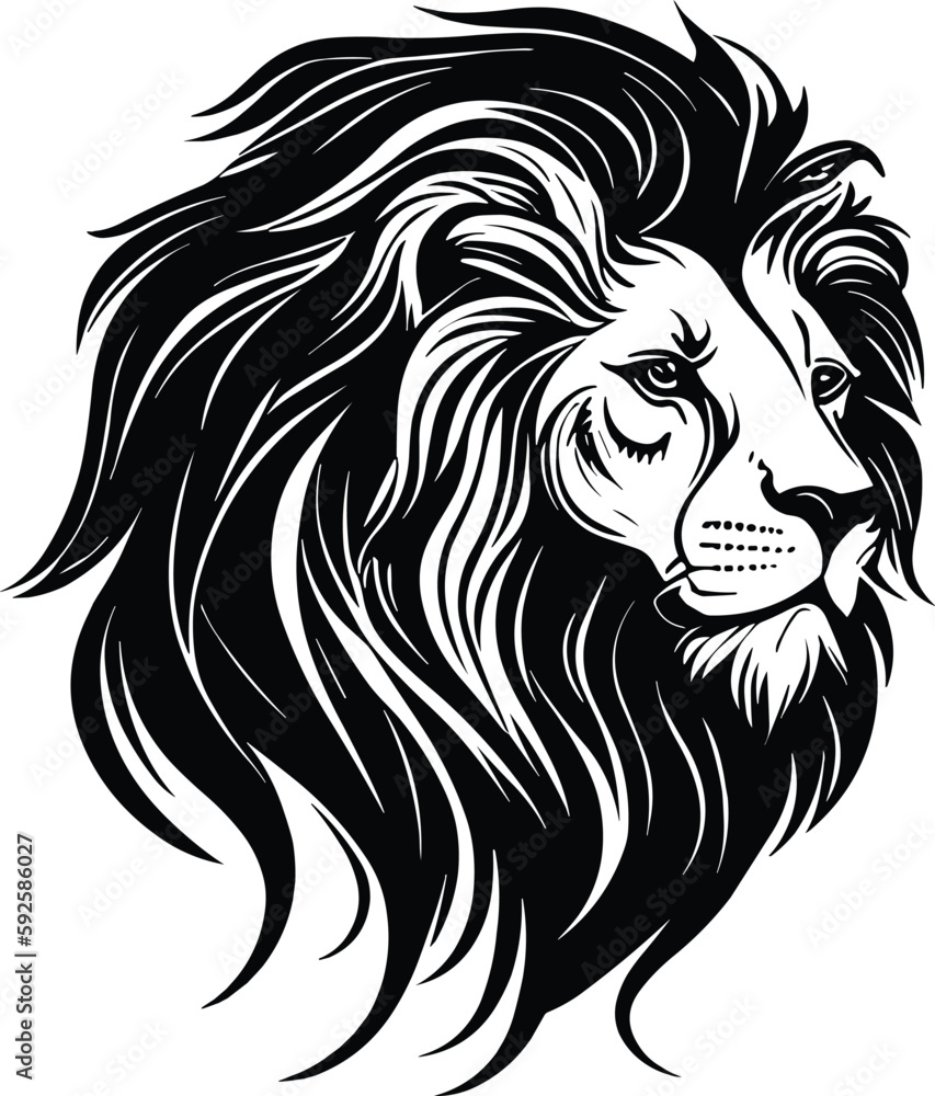 Obraz premium Lion head minimal logo vector illustration silhouette