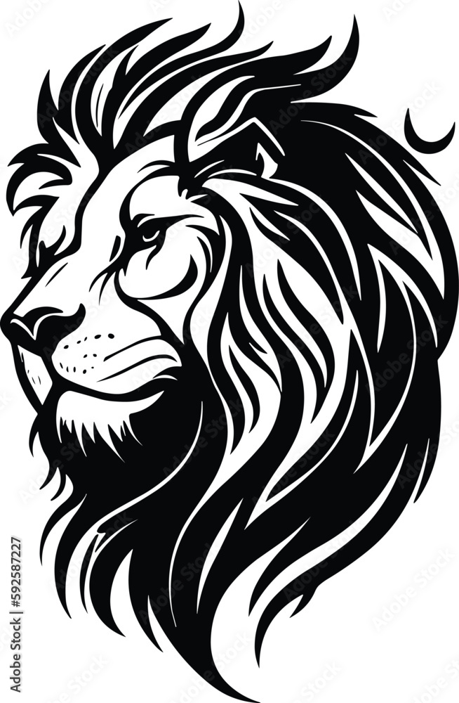 Fototapeta premium Lion head minimal logo vector illustration silhouette