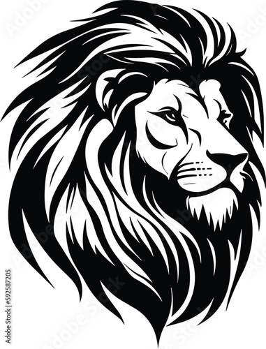 Lion head minimal logo vector illustration silhouette