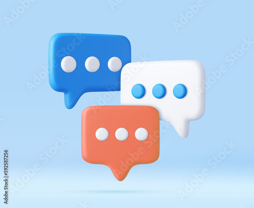 3d Blank white speech bubble pin