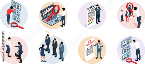 Job Vacancy Isometric Round Compositions