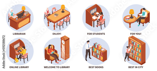 Library Isometric Round Set