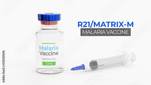 R21/Matrix-M Malaria vaccine for immunization against plasmodium infection.  3d illustration on white background. photo