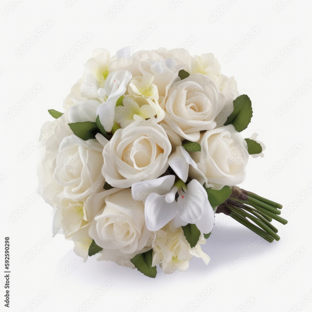 Obraz premium bouquet, wedding, white background, rose, flower, flowers, roses, bride, love, bridal, beauty, floral, 