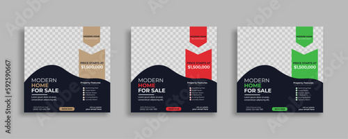 Real estate social media post or house property sale banner square story post marketing web banner template. with elegant, abstract, Business