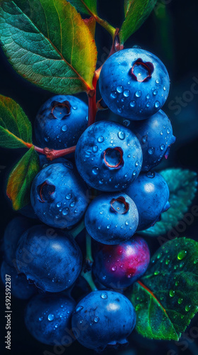 Wallpaper Mural Blueberries, realistic photography, colorful background, ai generative Torontodigital.ca