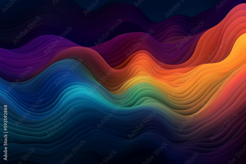 Colorful abstract wavy background with gradient. Generative AI Colorful abstract wavy background with gradient. Generative AI