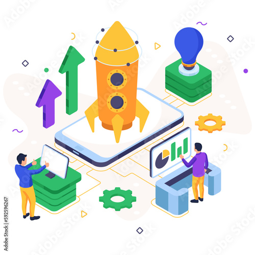 Trendy vector design of data launch