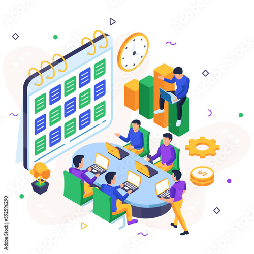 A colored design illustration of timetable