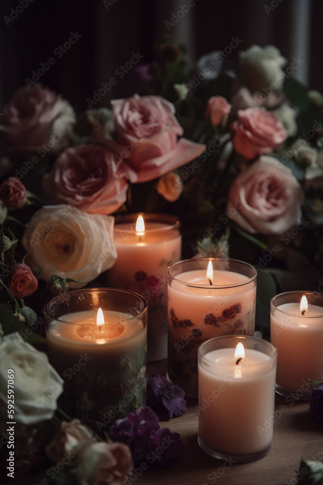 Aromas of Romance in a Floral Haven with Calming Candles Aromas of Romance in a Floral Haven with Calming Candles
