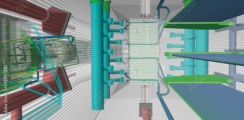 Canvas Print circulating fluidized bed boiler 3D illustration
