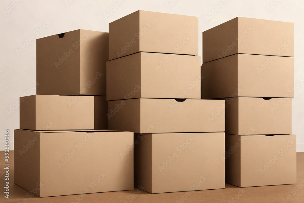 A bunch of cardboard boxes. Generative AI. A bunch of cardboard boxes. Generative AI.