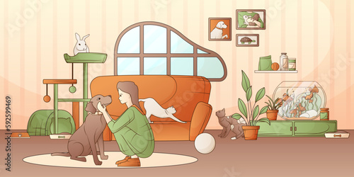 Woman With Pets