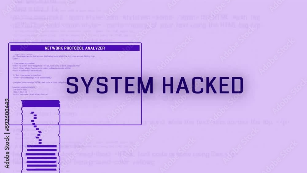 System Hacked Warning Animation. Detected Device Infected With A Virus. Data Breach, Malware, Cyber Attack, Hacking Concept Futuristic Background. 4K System Hacked Warning Animation. Detected Device Infected With A Virus. Data Breach, Malware, Cyber Attack, Hacking Concept Futuristic Background. 4K