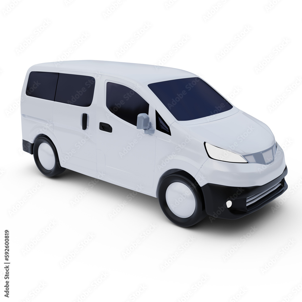 3D minivan car isolated on white icon illustration with side view 3D minivan car isolated on white icon illustration with side view