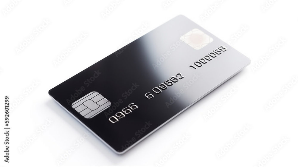  illustration of detailed glossy credit card isolated on white background,  Created using generative AI tools.